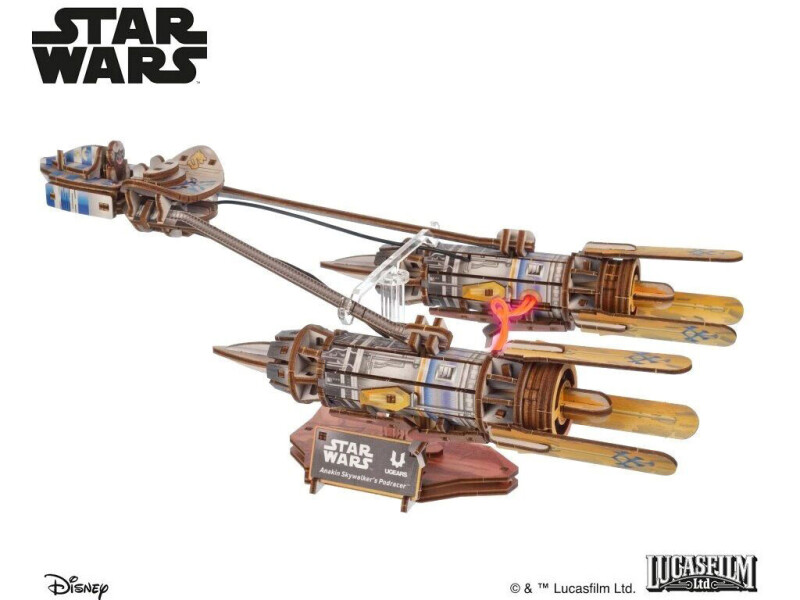 Ugears 3D dřevěná mechanická skládačka Star Wars Závodní kluzák Anakin Skywalker